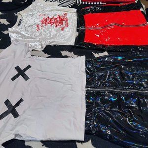 90s Club Kid Goth Raver Outfit Lot Skirt Vintage Tops 7 Pieces